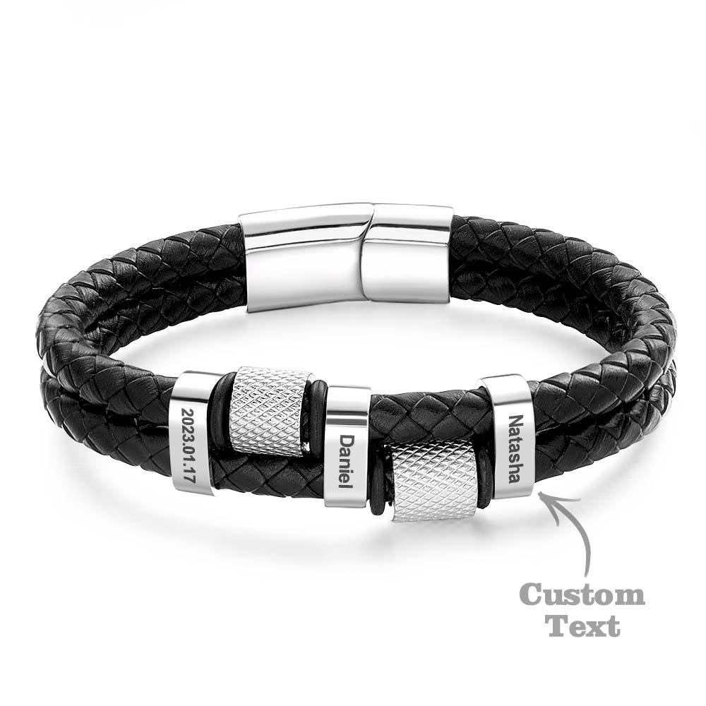 ✨🎁Stainless Steel Cross Men's Multilayer Leather Bracelet Stainless Steel Braided Leather Great Gift for Him