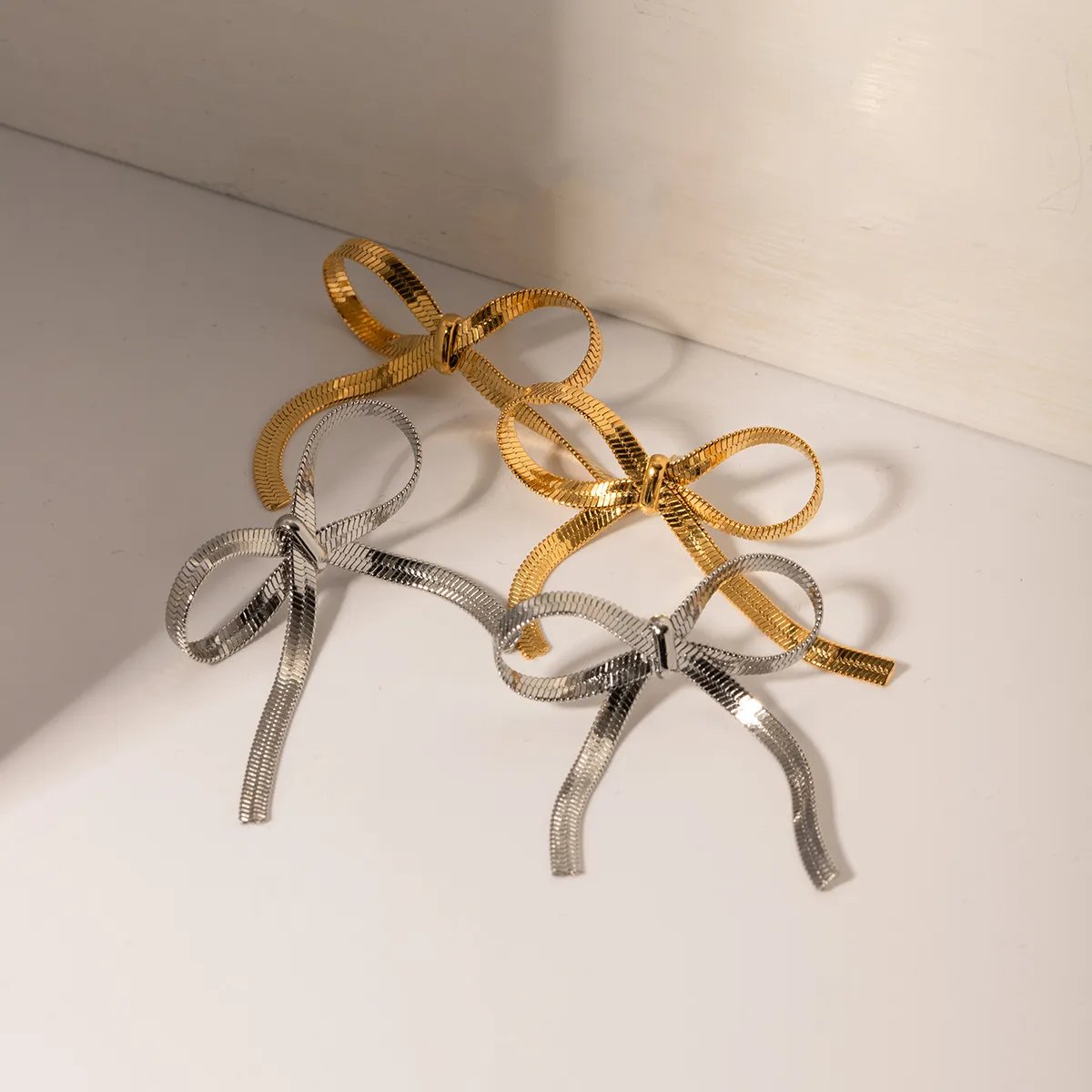 Bow Dangle Drop Tassel Earrings And Necklace