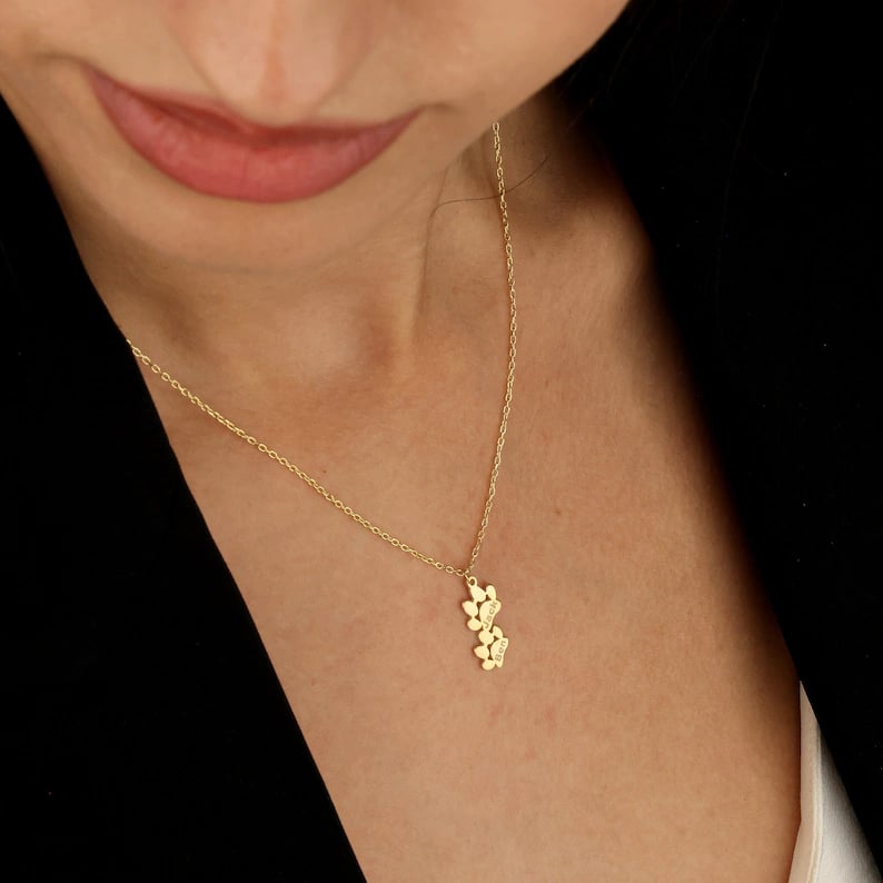 🐾Personalized Pet Paw Necklace  • Pet Name Necklace • Paw Print Name Necklace