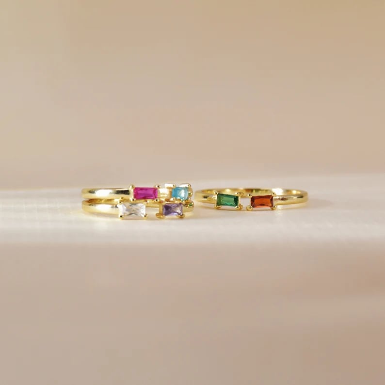 Duo Baguette Birthstone Ring
