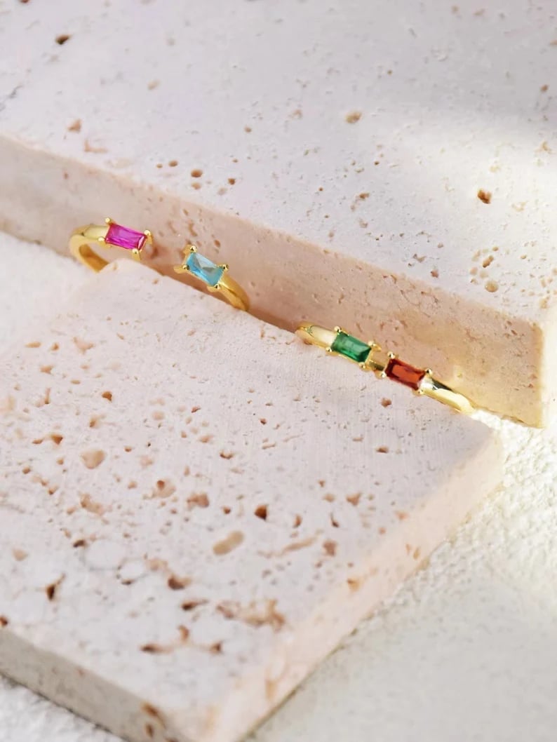 Duo Baguette Birthstone Ring