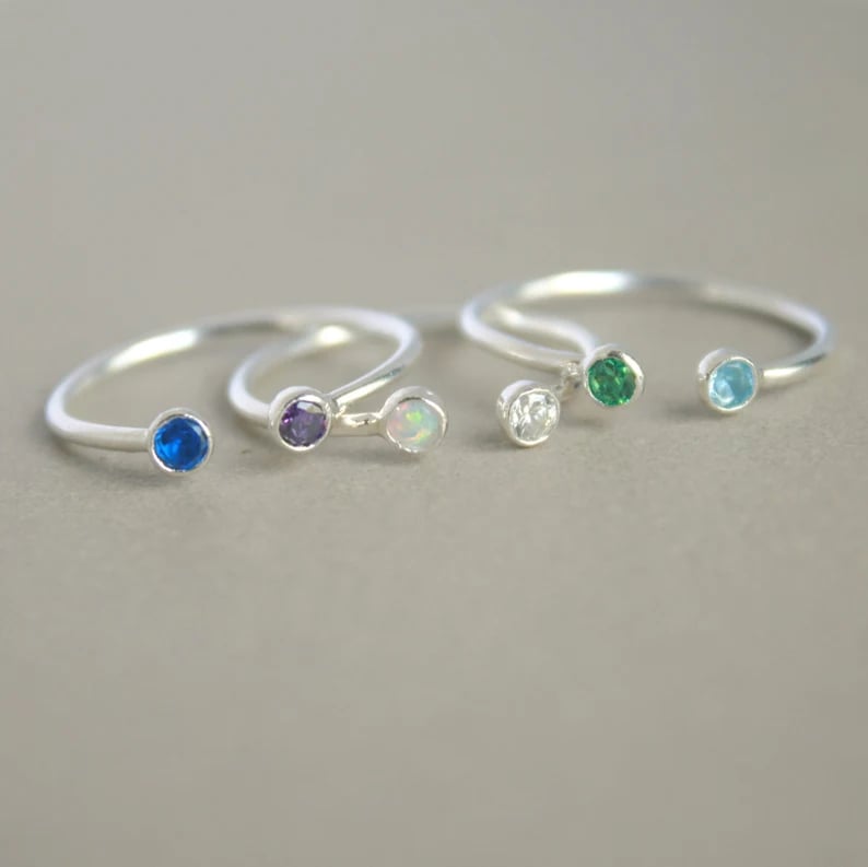 Duo Round Birthstone Ring