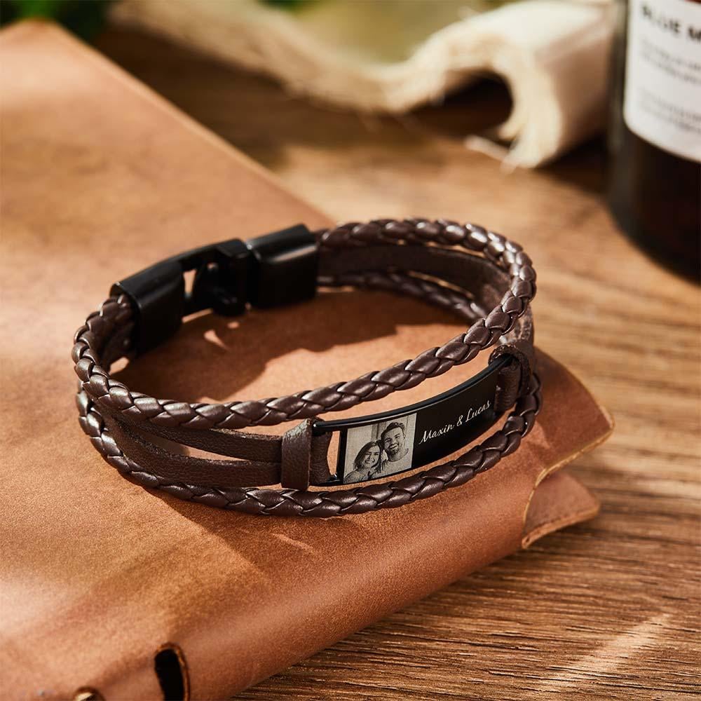 🎇💕Leather Engraved Bracelet Best Gifts for Him