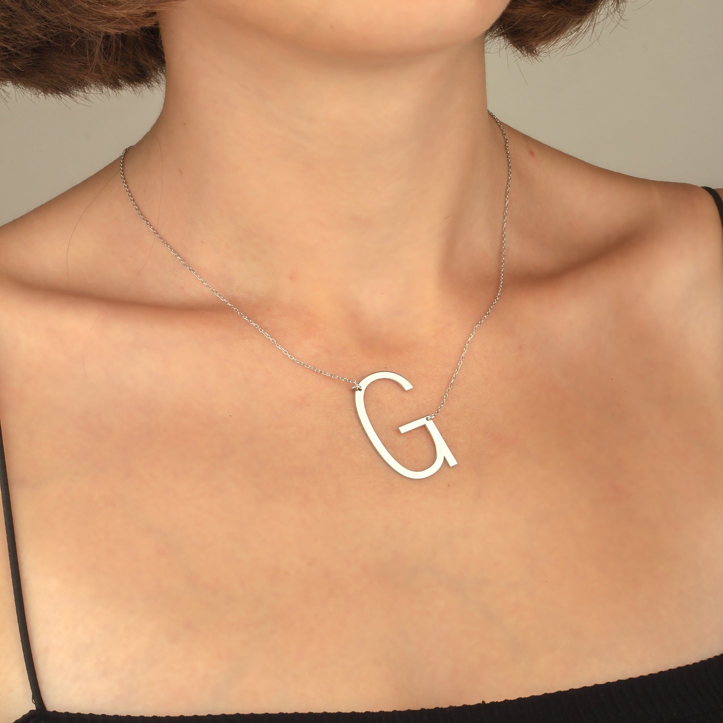 Engraved Large Letter Name Necklace