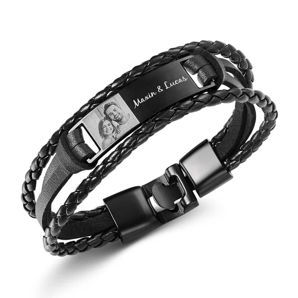 🎇💕Leather Engraved Bracelet Best Gifts for Him