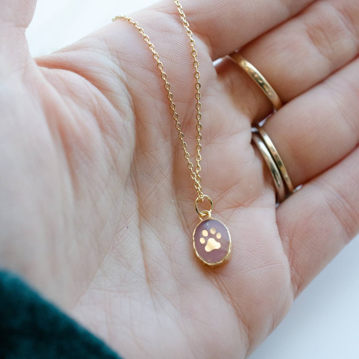 Paw Print Nature Gemstone Necklace