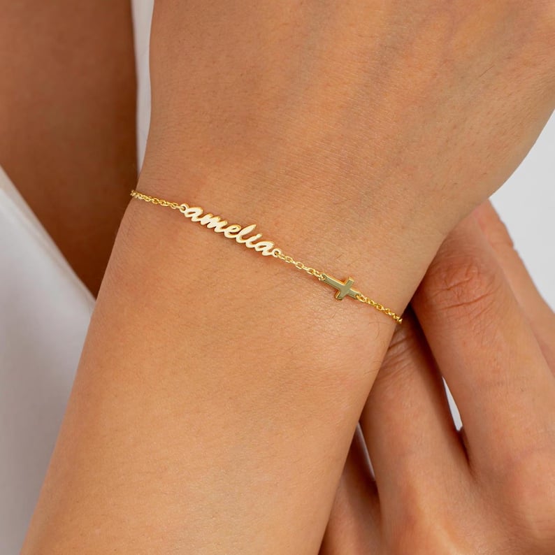 Custom Name and Cross Bracelet