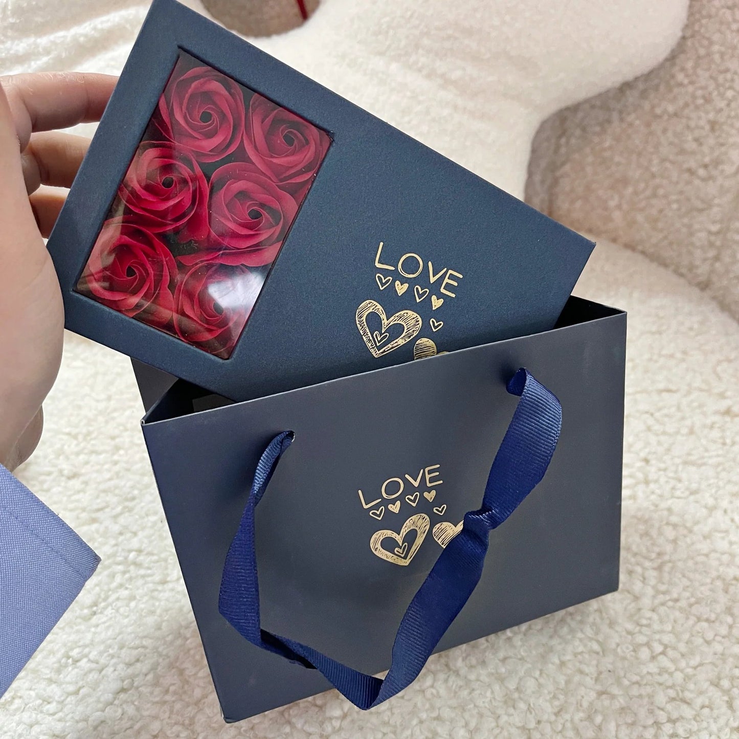 Rose Gift Box Six Everlasting Flowers Jewelry Box