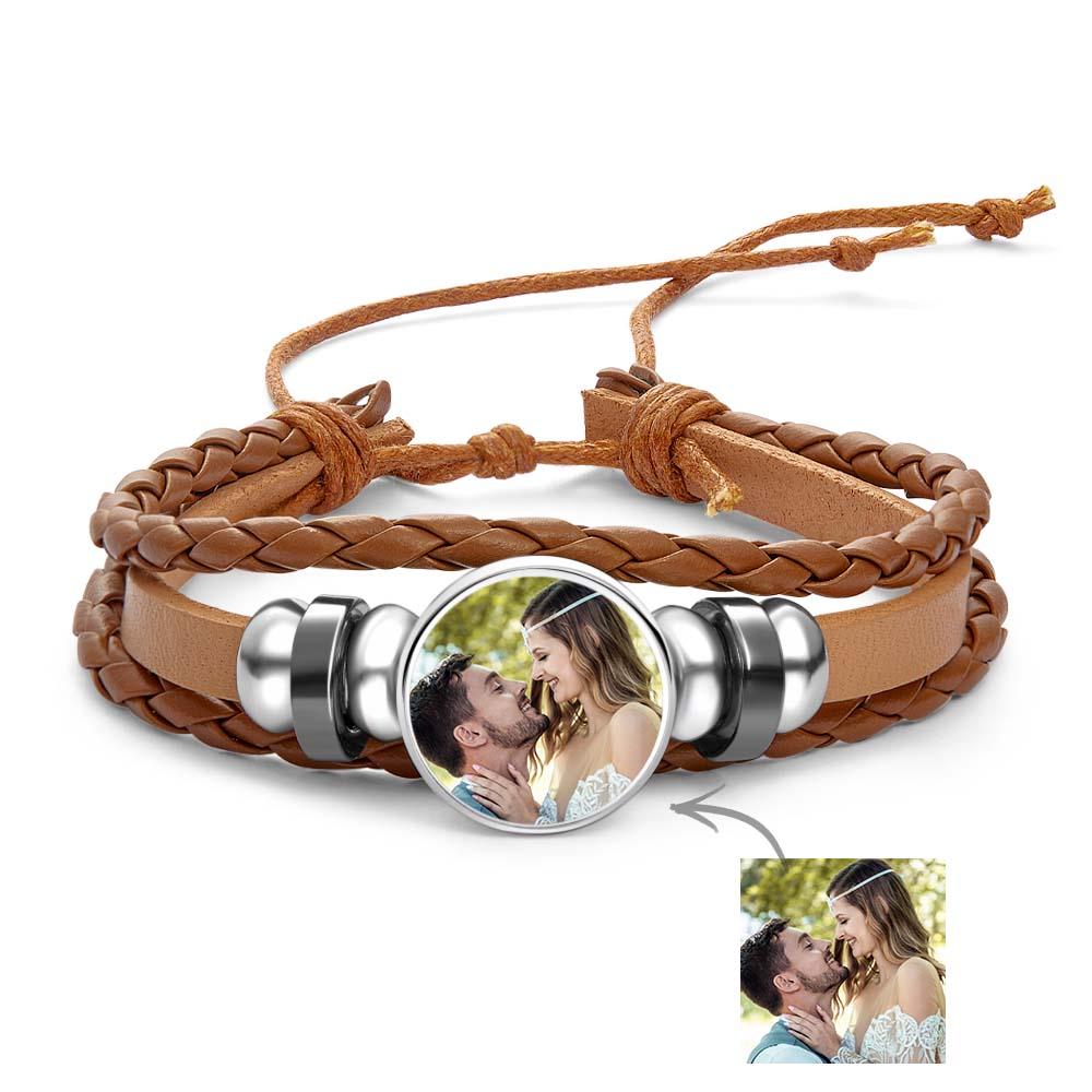 ✨Customized Leather Bracelet Snap Charm Bracele