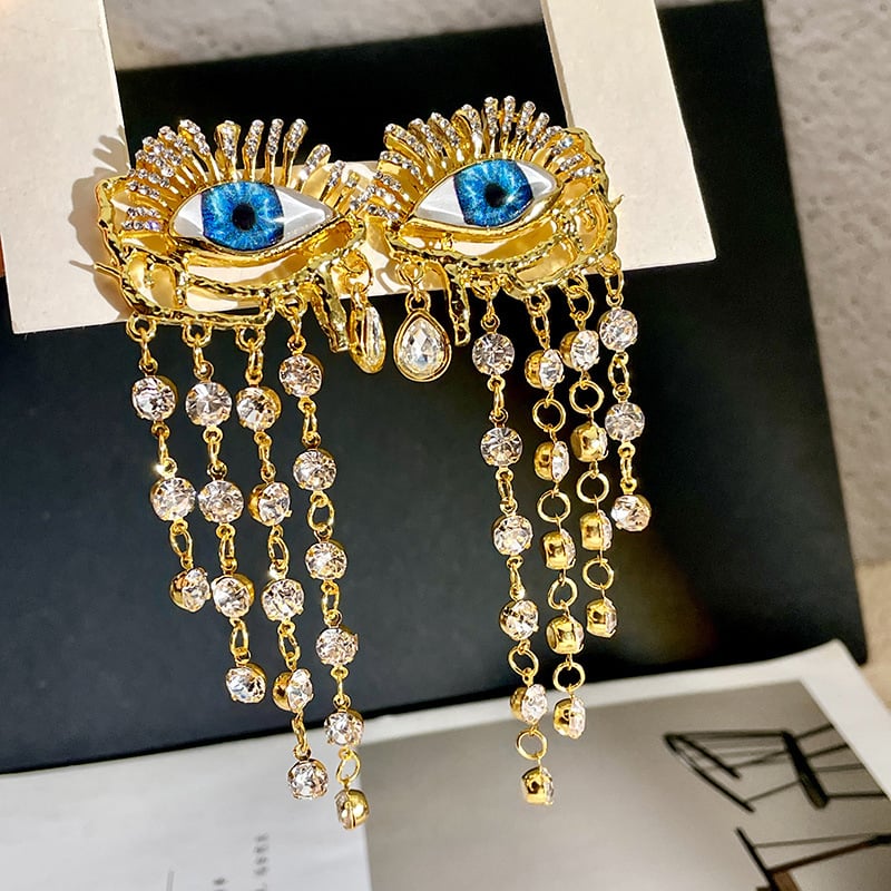 👁Blue devil eye vintage earrings