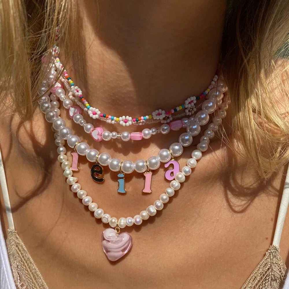 Custom 26 Letters Pearl Necklace