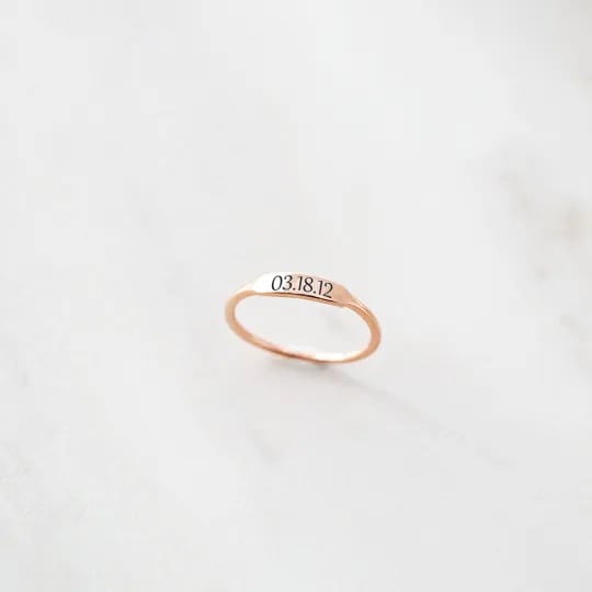 CUSTOM DELICATE DAINTY BAR DATE RING