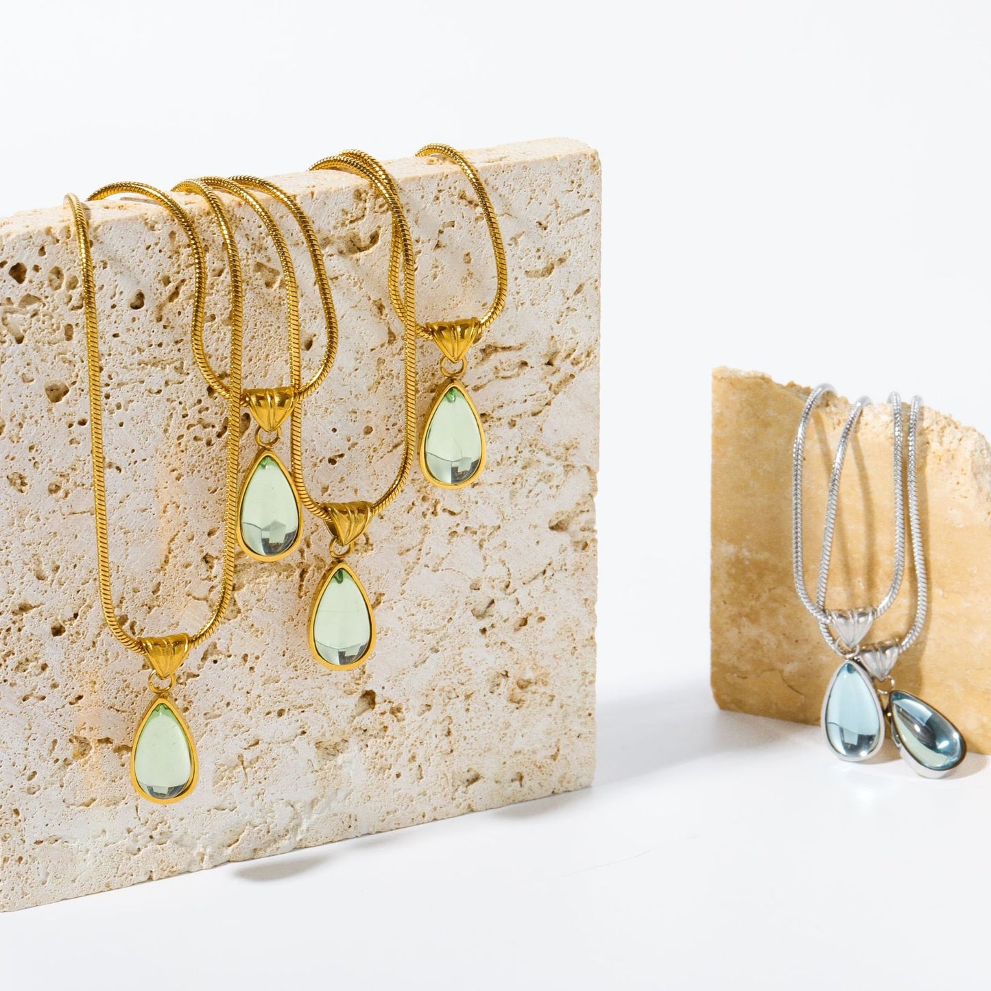 💎Water Drop Ocean Pendant silver snake necklace