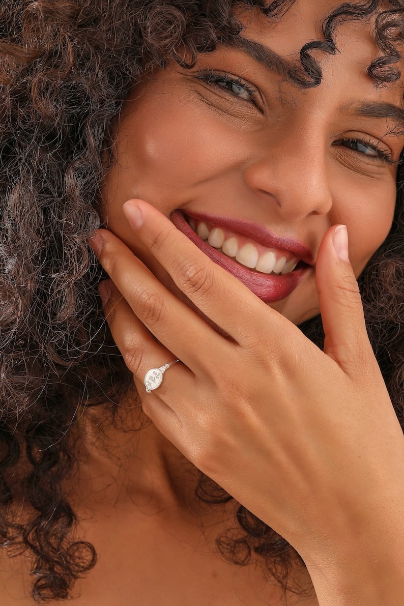 Mother's Day Hot Sale🔥Combined Birth Flower Ring, Birth Flower Jewelry, Birth Month Flower Rings for Women, Gift for Family, Christmas Gifts