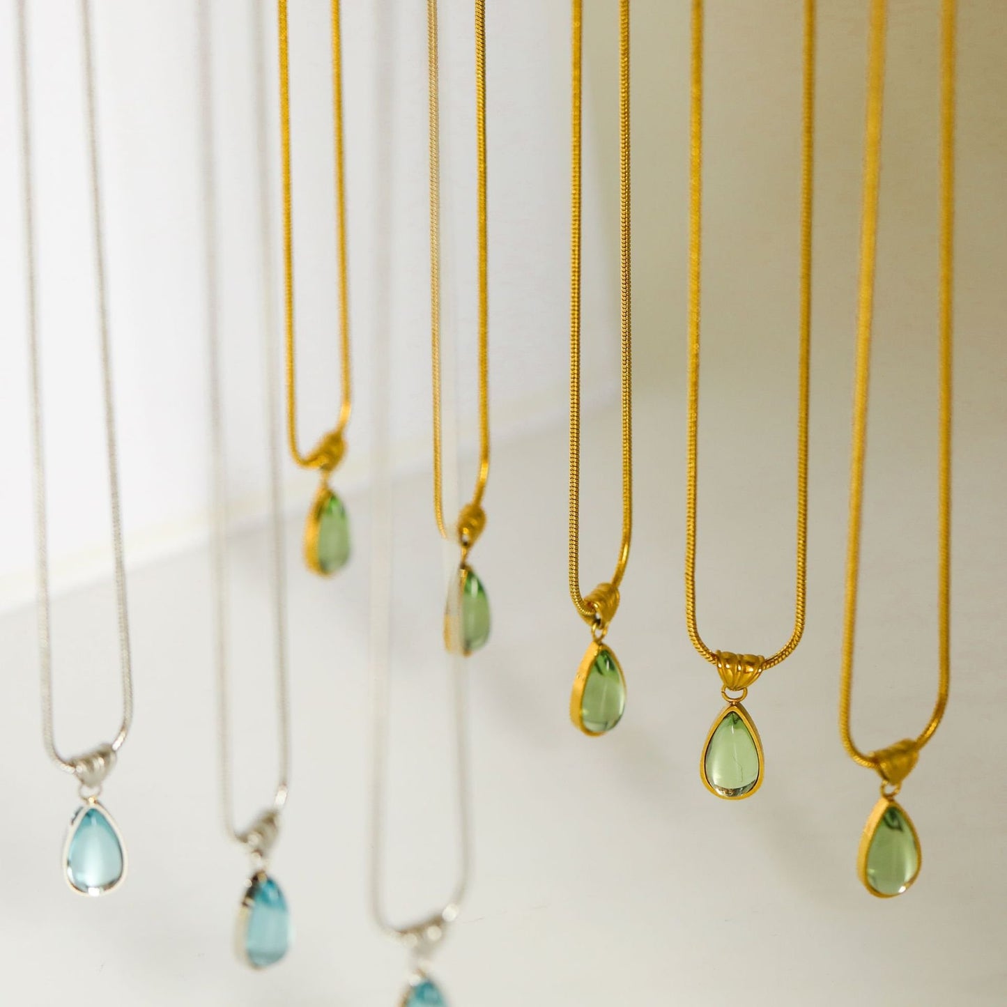 💎Water Drop Ocean Pendant silver snake necklace