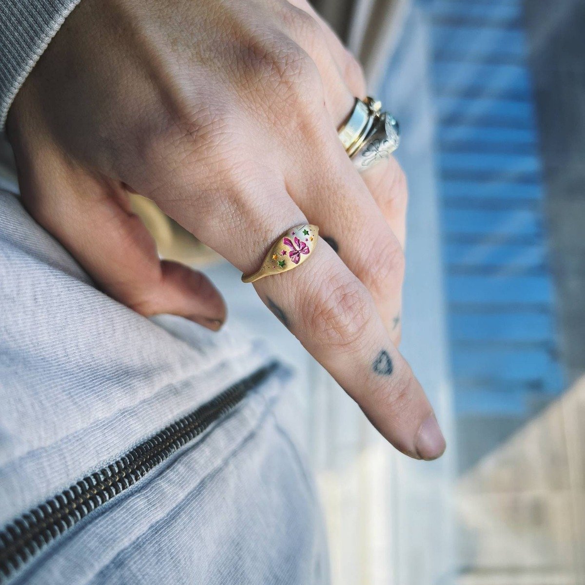 Hand painted butterfly ring