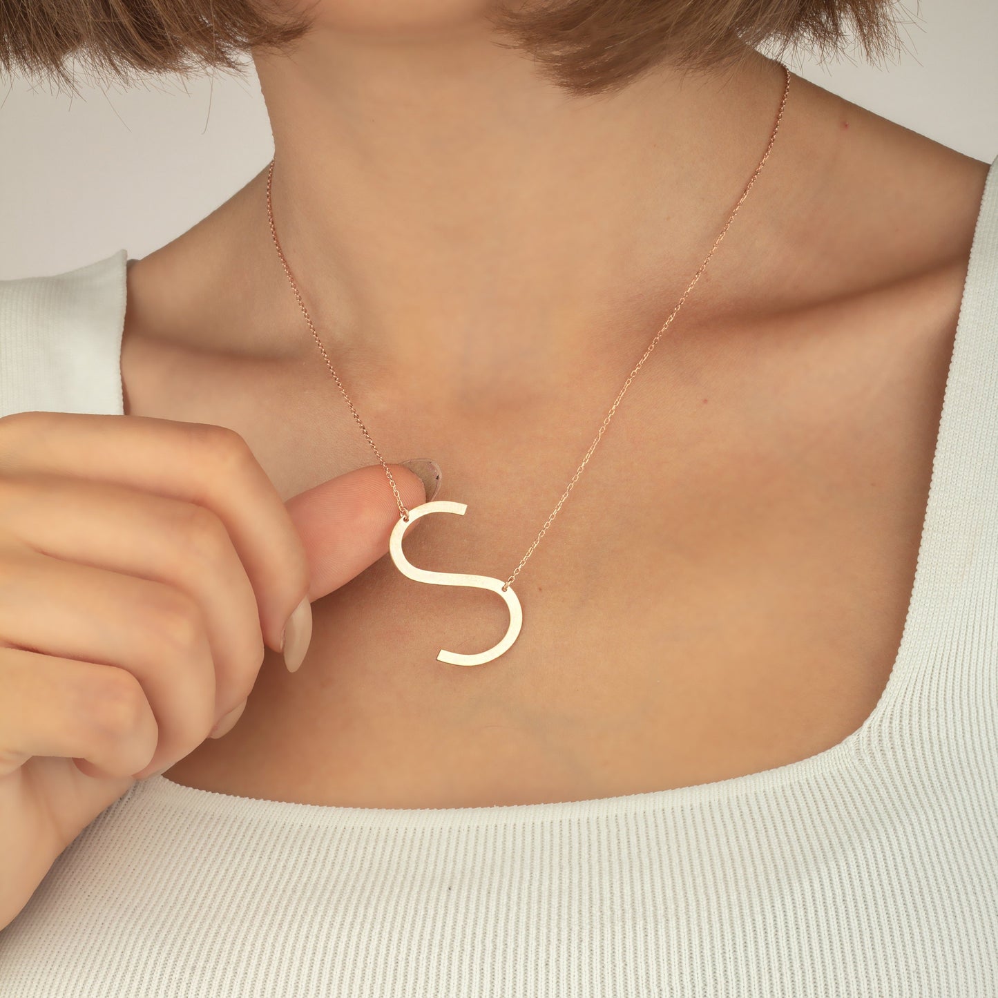 Engraved Large Letter Name Necklace
