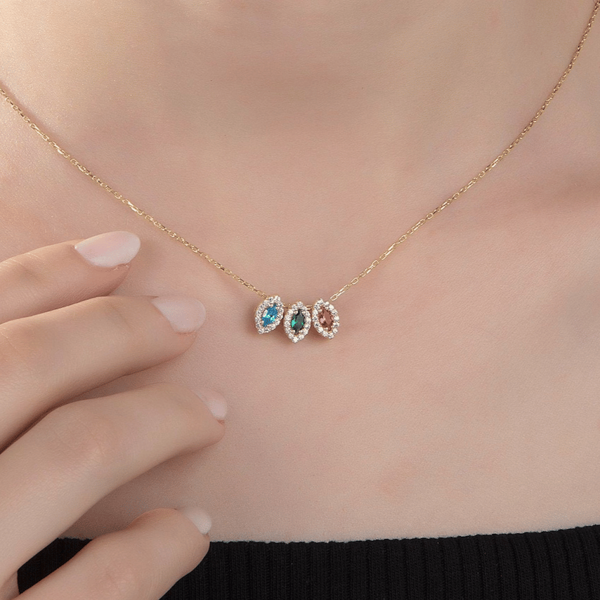 Birthstone Necklace in Gold with Water Drop Pendant