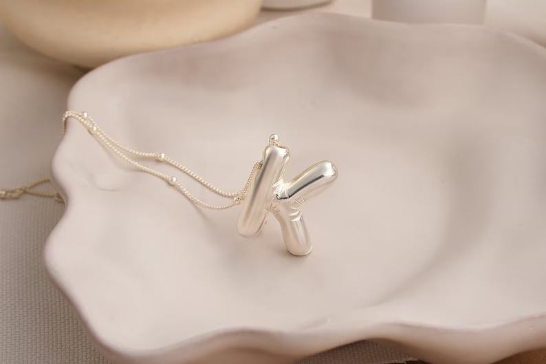 3D Initial Necklace, Bubble Letter Pendant, Custom Jewelry
