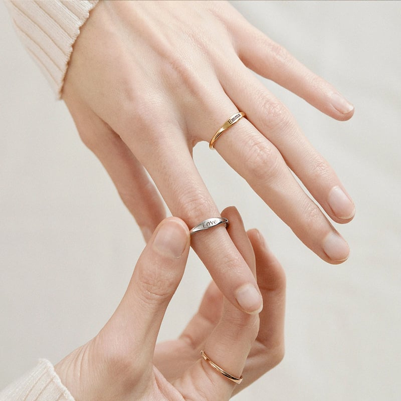 Custom Delicate Name Ring • Custom Stacking Rings • Skinny Custom Ring