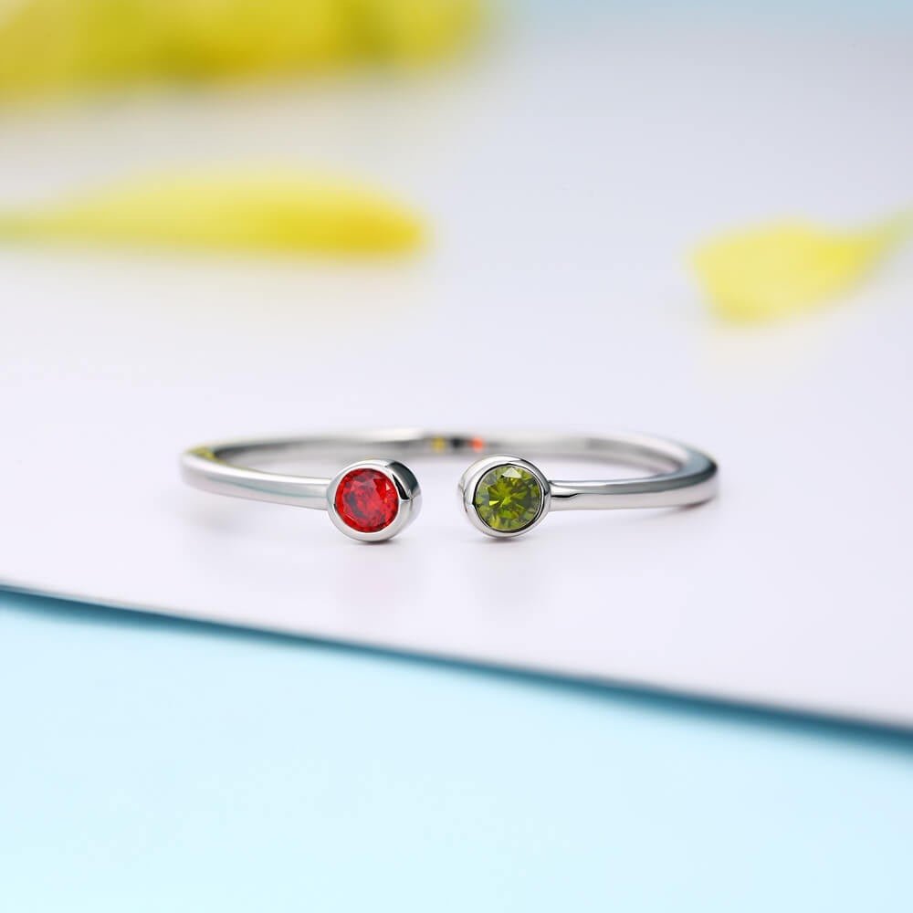 Duo Round Birthstone Ring