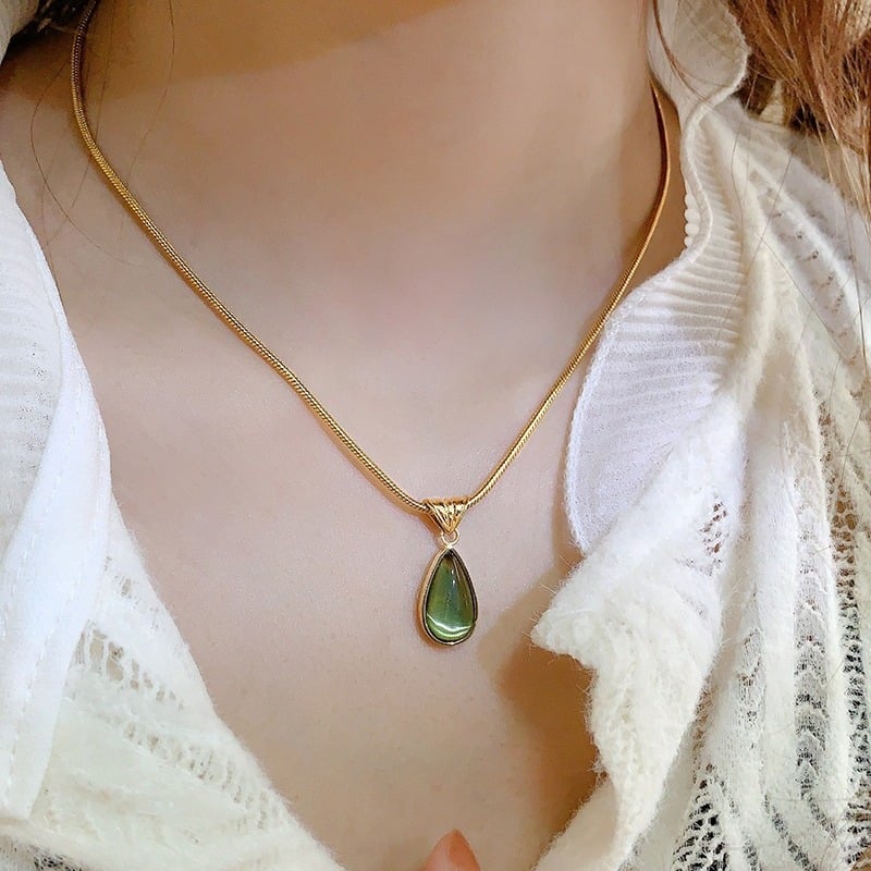 💎Water Drop Ocean Pendant silver snake necklace