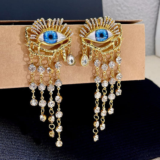 👁Blue devil eye vintage earrings