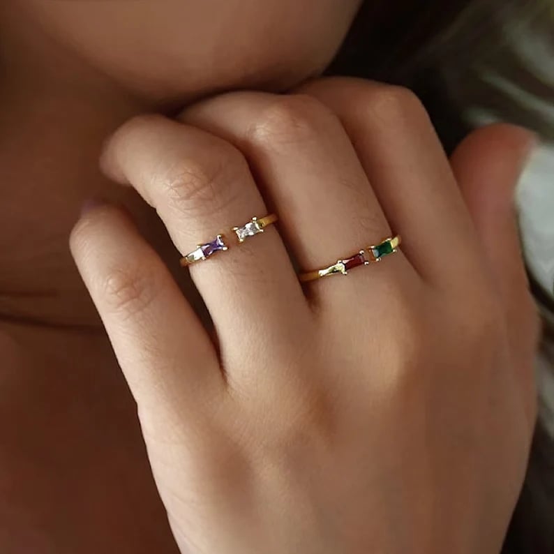 Duo Baguette Birthstone Ring