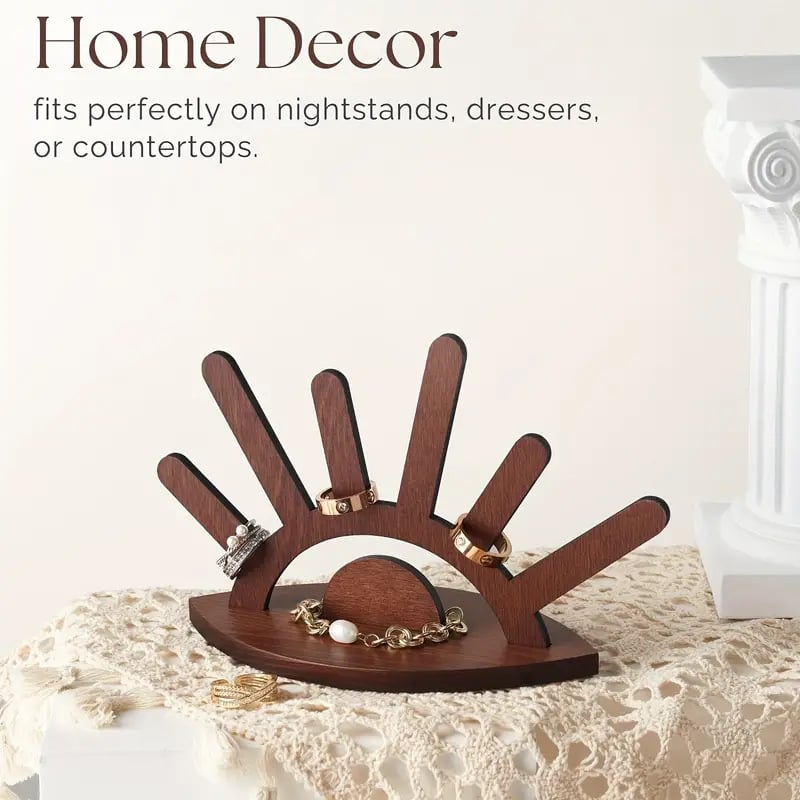 Wooden Ring Holder, Evil Eye Ring Display Wood Ring Stand