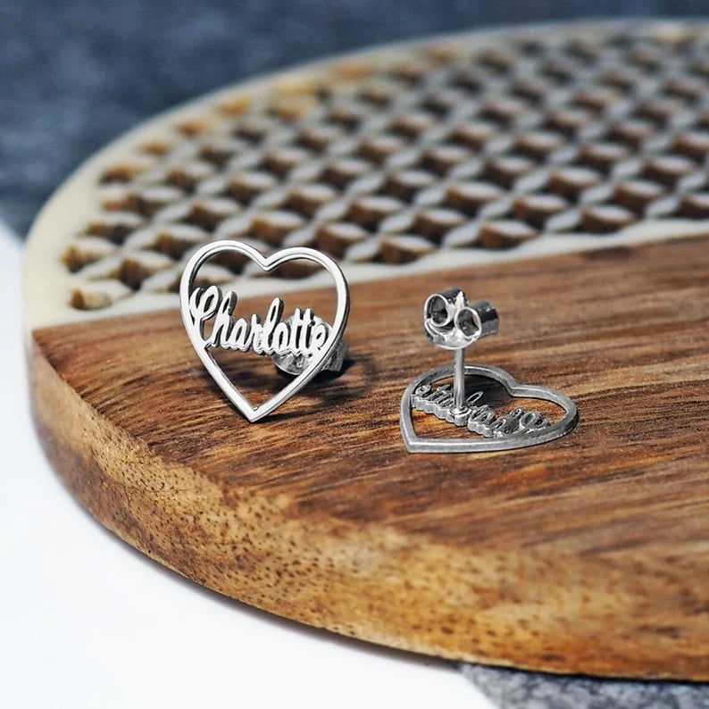 Custom Heart Name Earrings