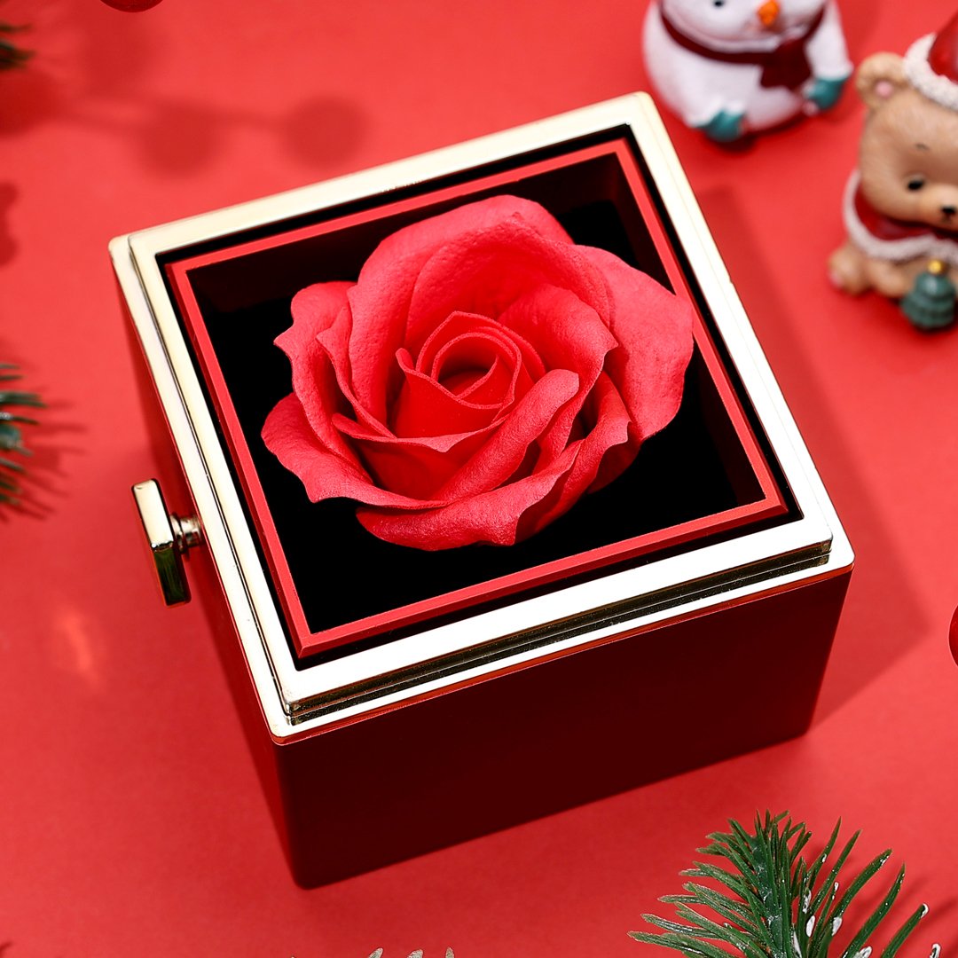 Personalized Mum Circle Necklace Gift Set With Premium Rotating Rose Flower Gift Box-Custom 1 Birthstone Pendant Necklace Engraved Names Gift For Mum