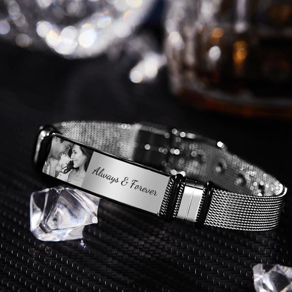 🎁Custom Photo And Engraved Stainless Steel Bracelet Best Gifts Men‘s Gift