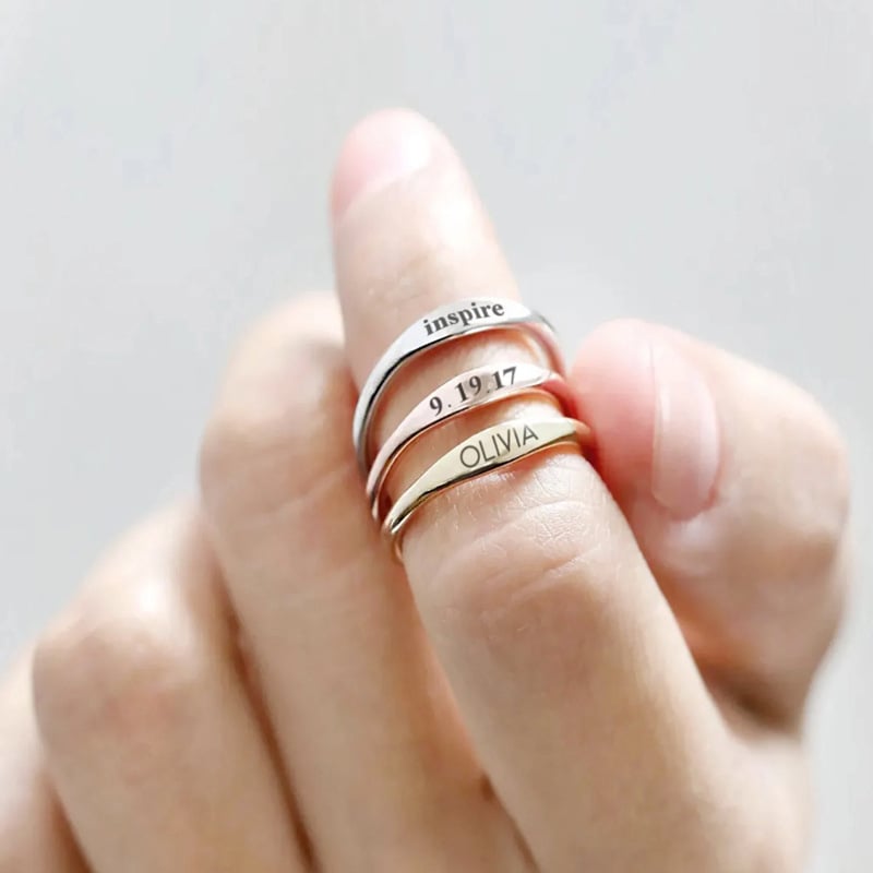 Custom Delicate Name Ring • Custom Stacking Rings • Skinny Custom Ring