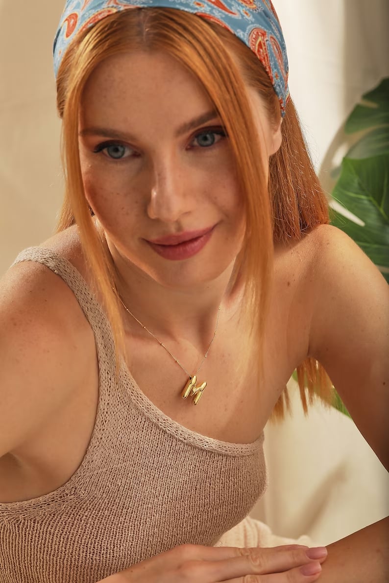 3D Initial Necklace, Bubble Letter Pendant, Custom Jewelry