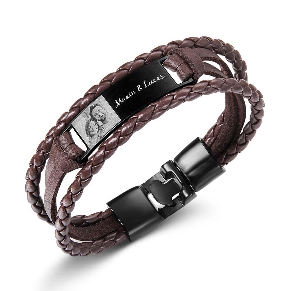 🎇💕Leather Engraved Bracelet Best Gifts for Him