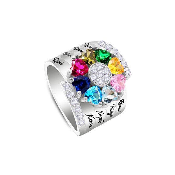 Personalized Heart Birthstone Ring