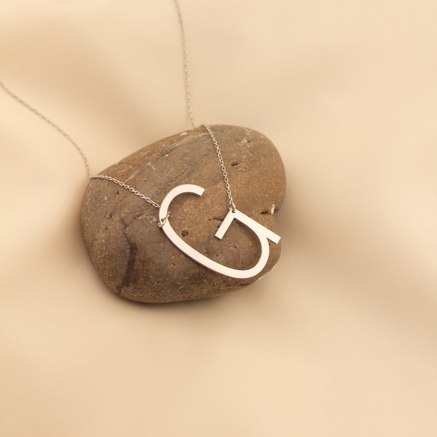 Engraved Large Letter Name Necklace