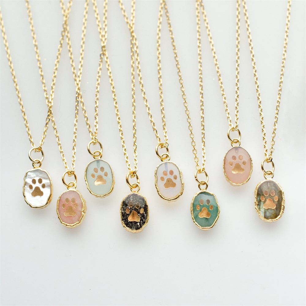 Paw Print Nature Gemstone Necklace
