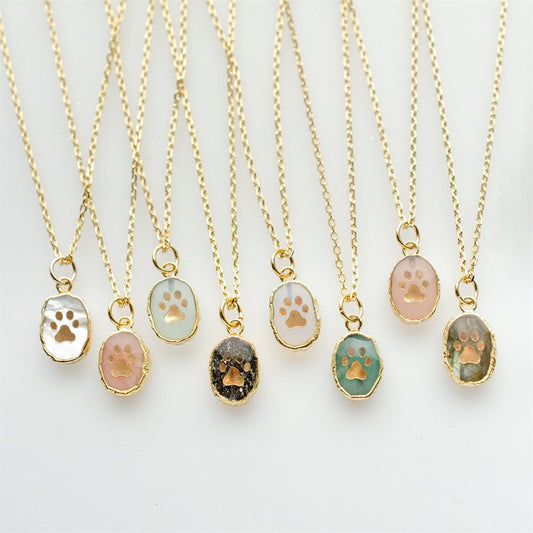 Paw Print Nature Gemstone Necklace