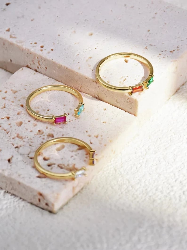 Duo Baguette Birthstone Ring