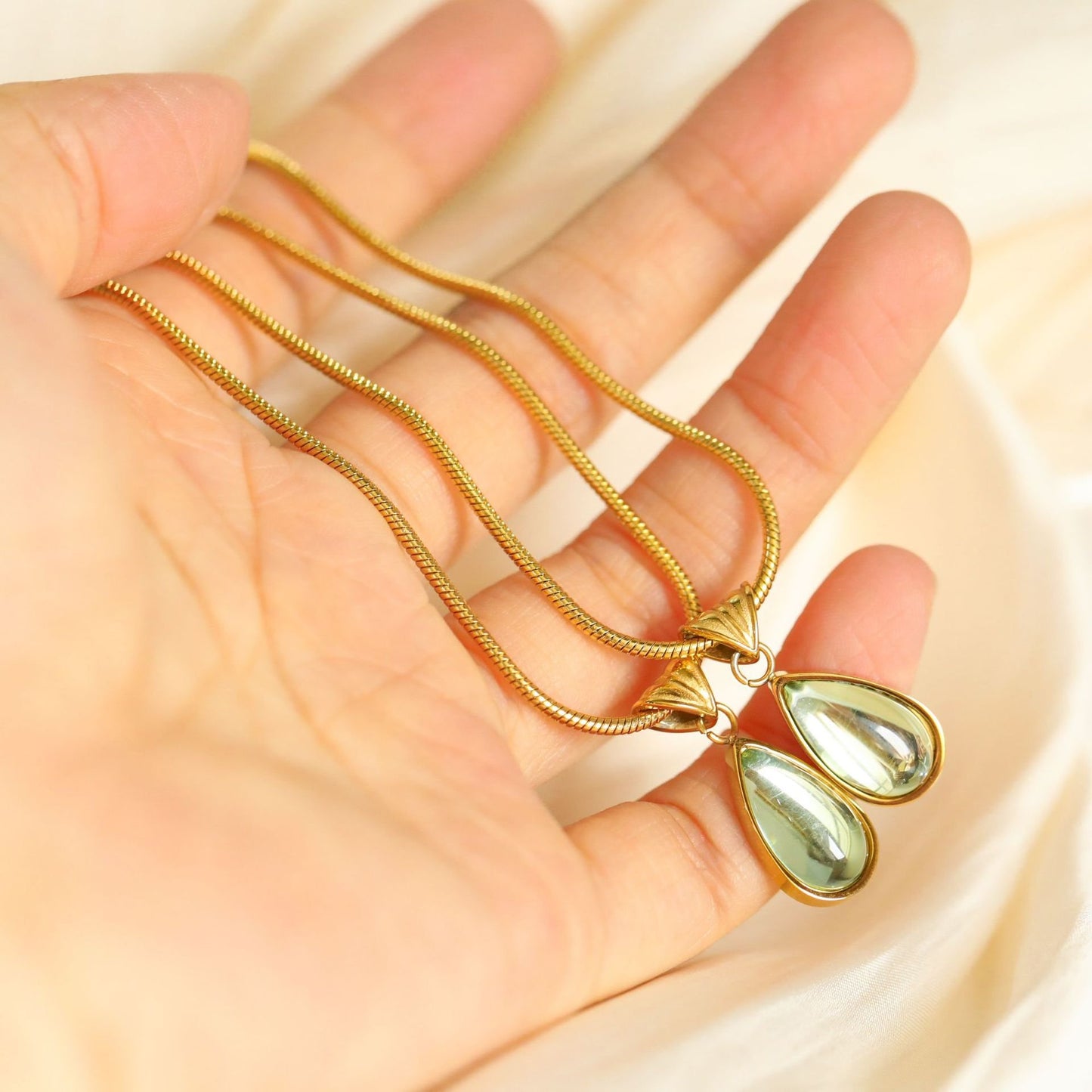 💎Water Drop Ocean Pendant silver snake necklace