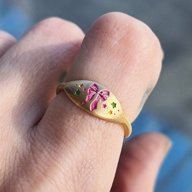 Hand painted butterfly ring