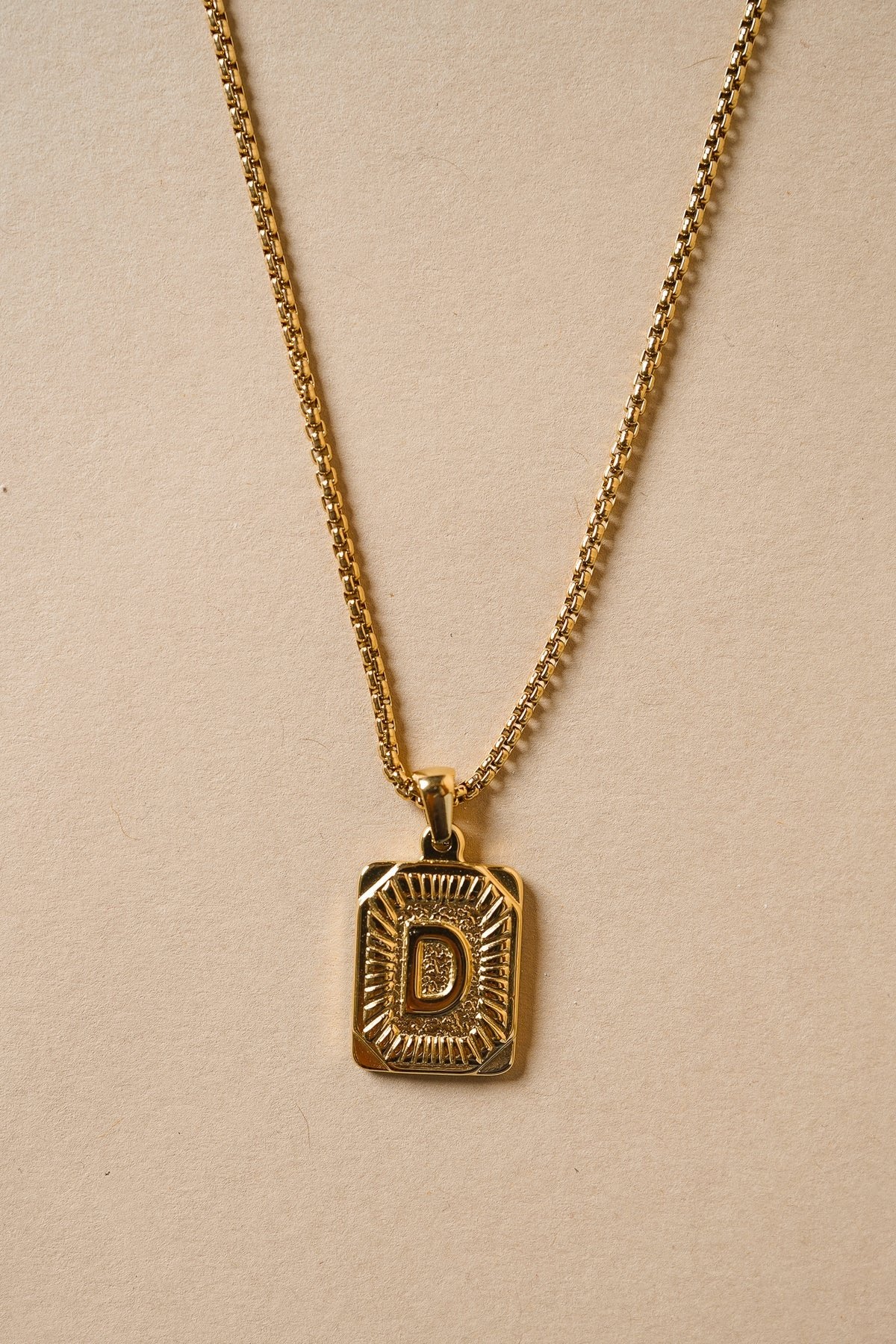 Initial Card Pendant in Gold