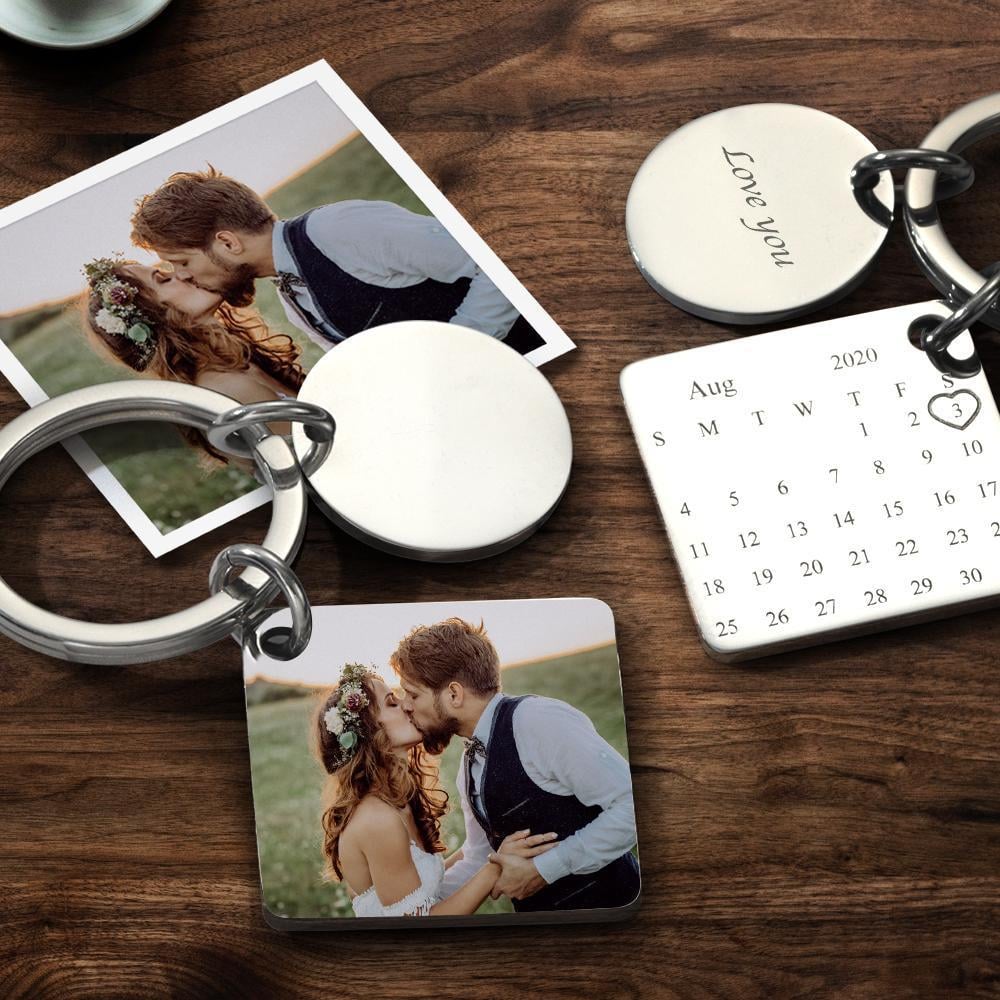 🔥Custom Photo Keychain Engraved Calendar Keychain Gifts Black🎁